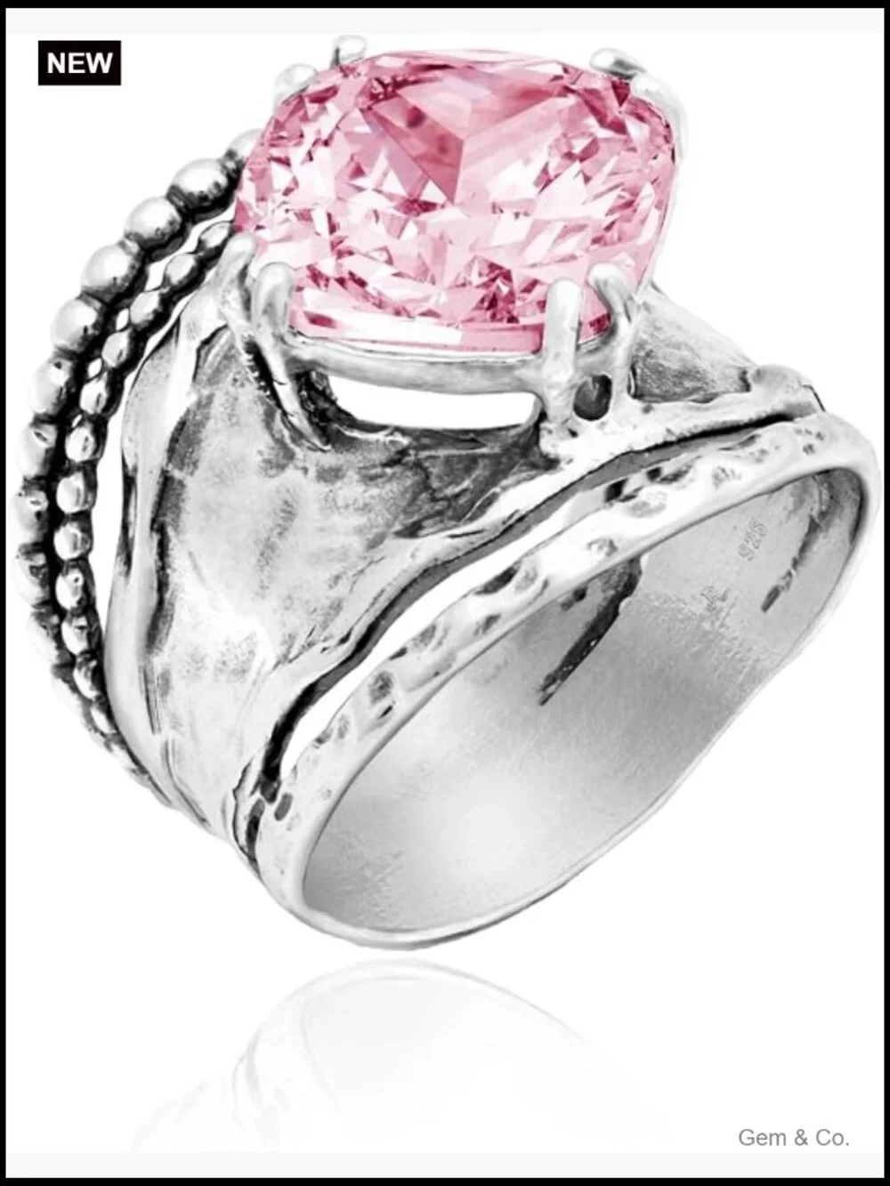 925 Sterling Silver Vintage CZ Ring Statement Ring Ring Size 8